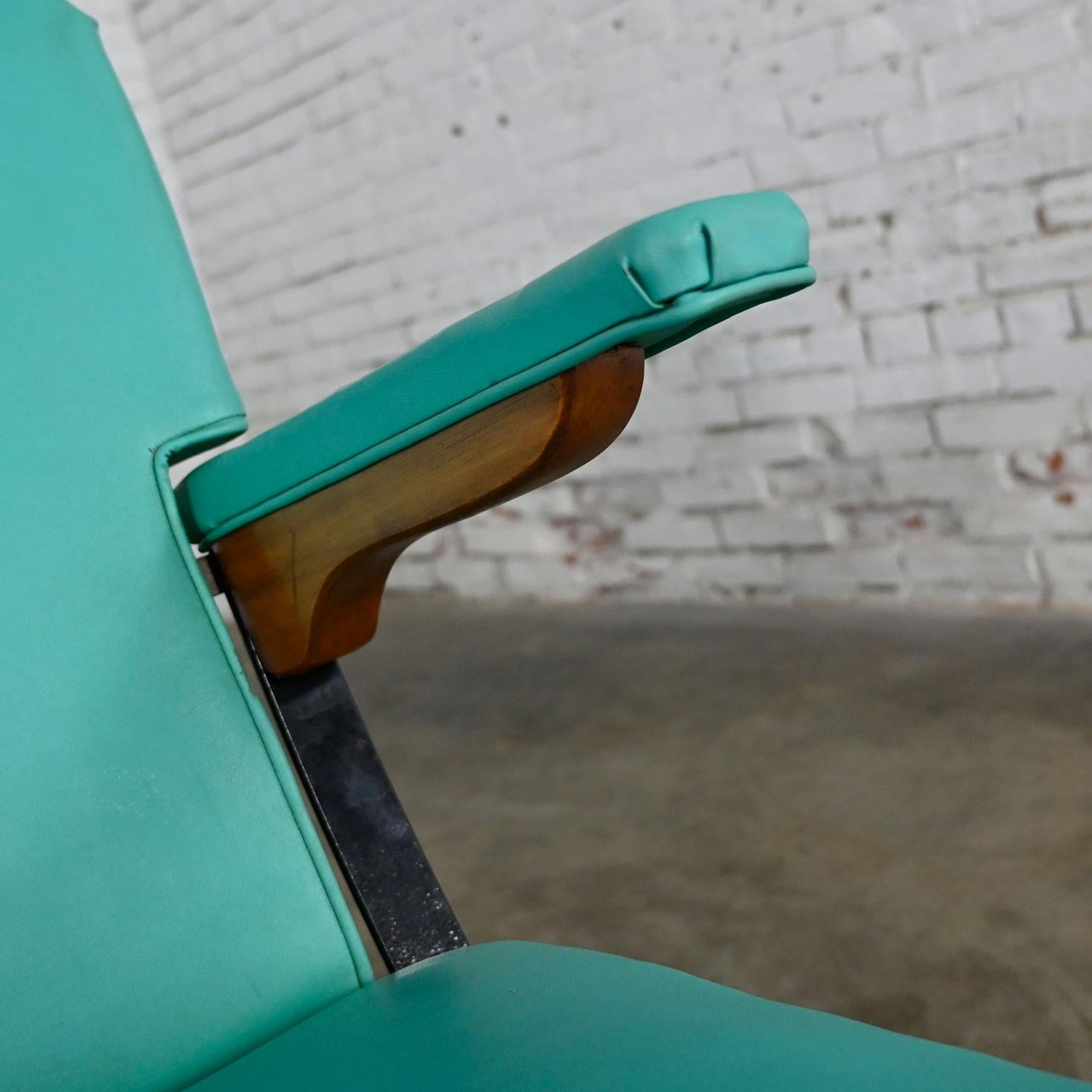 MCM Turquoise Vinyl Faux Leather Spring Rockers Style of McKay and Rock-A-Chair 5