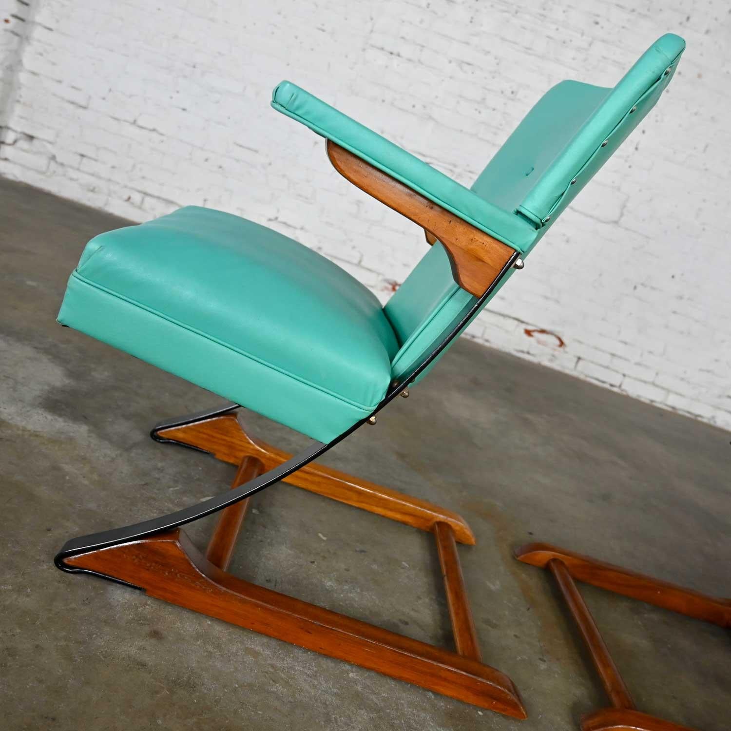 MCM Turquoise Vinyl Faux Leather Spring Rockers Style of McKay and Rock-A-Chair 6