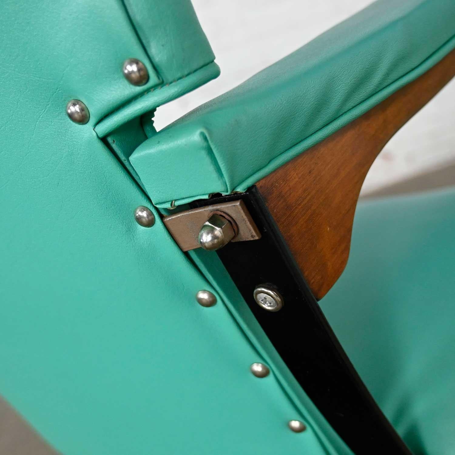 MCM Turquoise Vinyl Faux Leather Spring Rockers Style of McKay and Rock-A-Chair 7