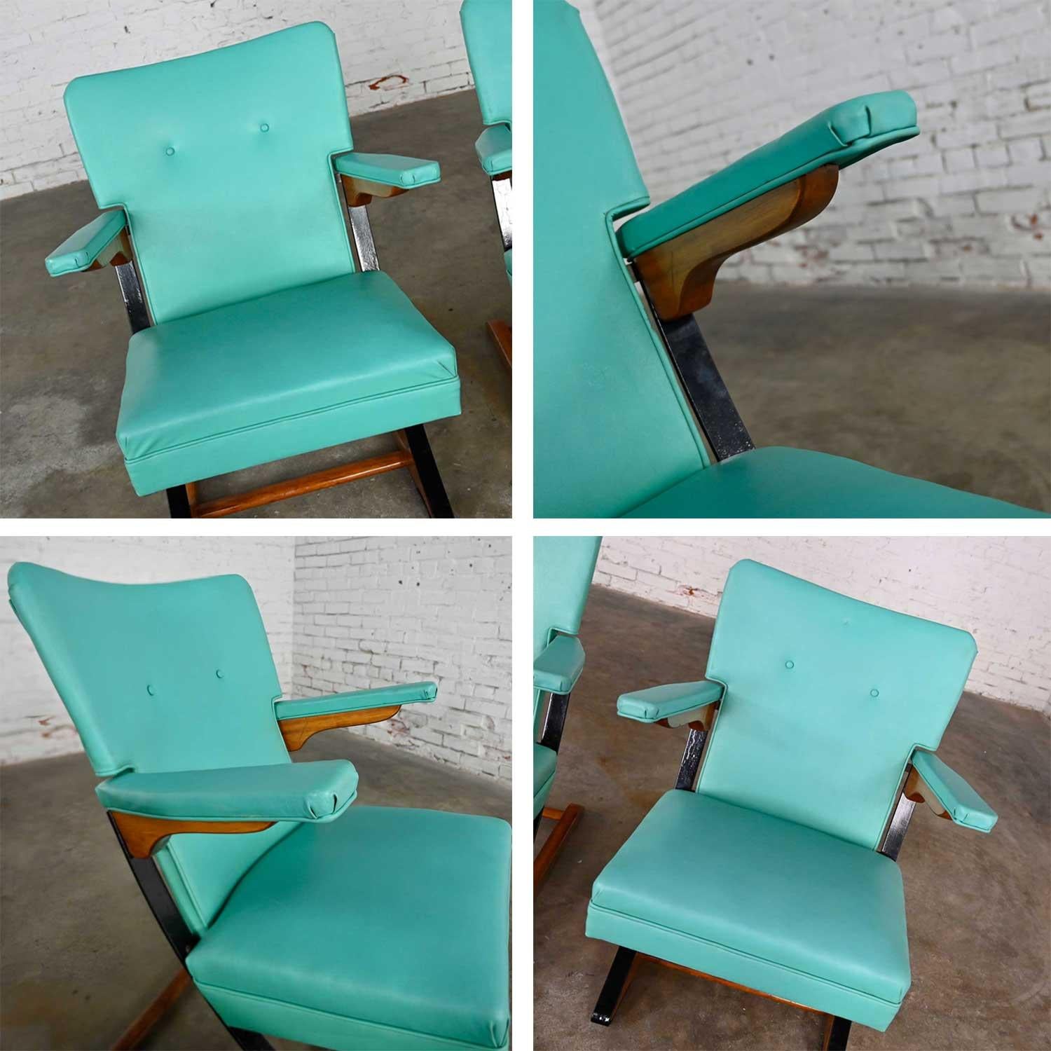 MCM Turquoise Vinyl Faux Leather Spring Rockers Style of McKay and Rock-A-Chair 10
