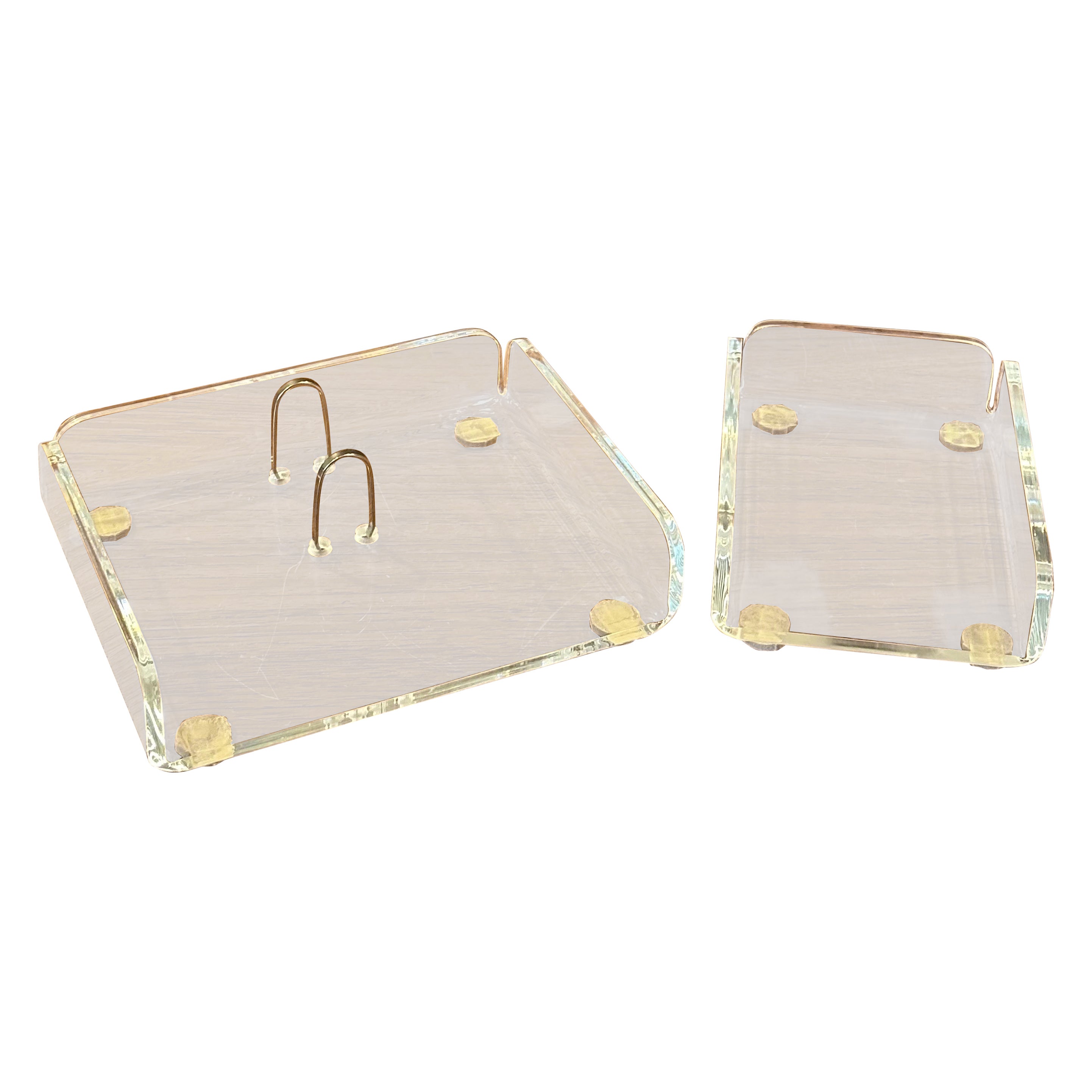MCM Two Piece Lucite Desk Set For Sale