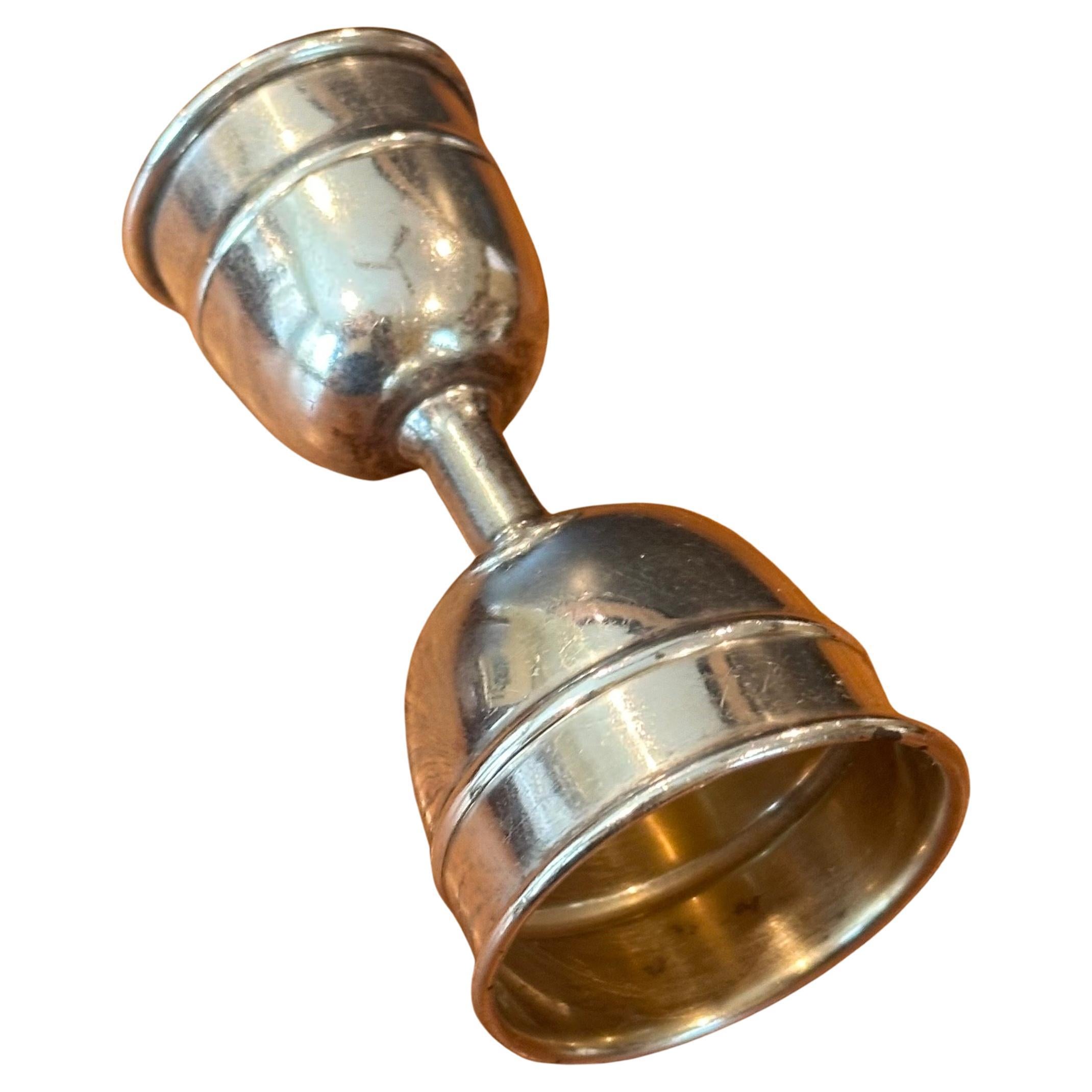 Jigger / Vaso de chupito MCM de plata de ley de dos caras de Inman