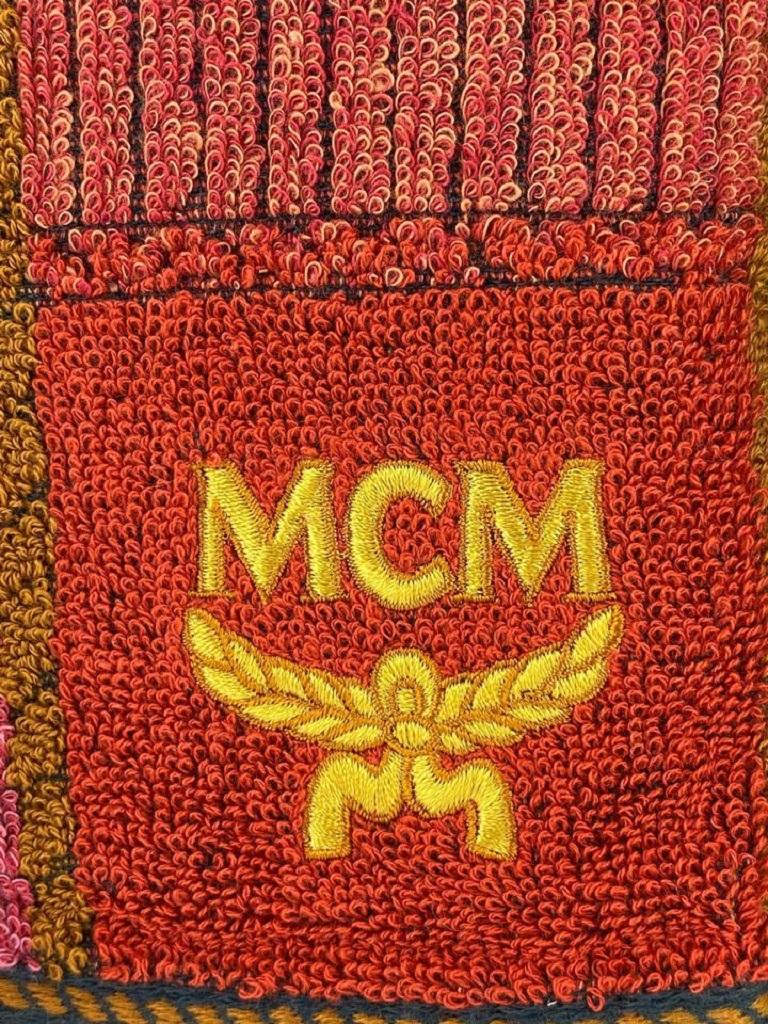 Women's MCM Ultra Rare Red x Blue Logo Towel Set 10m520  For Sale