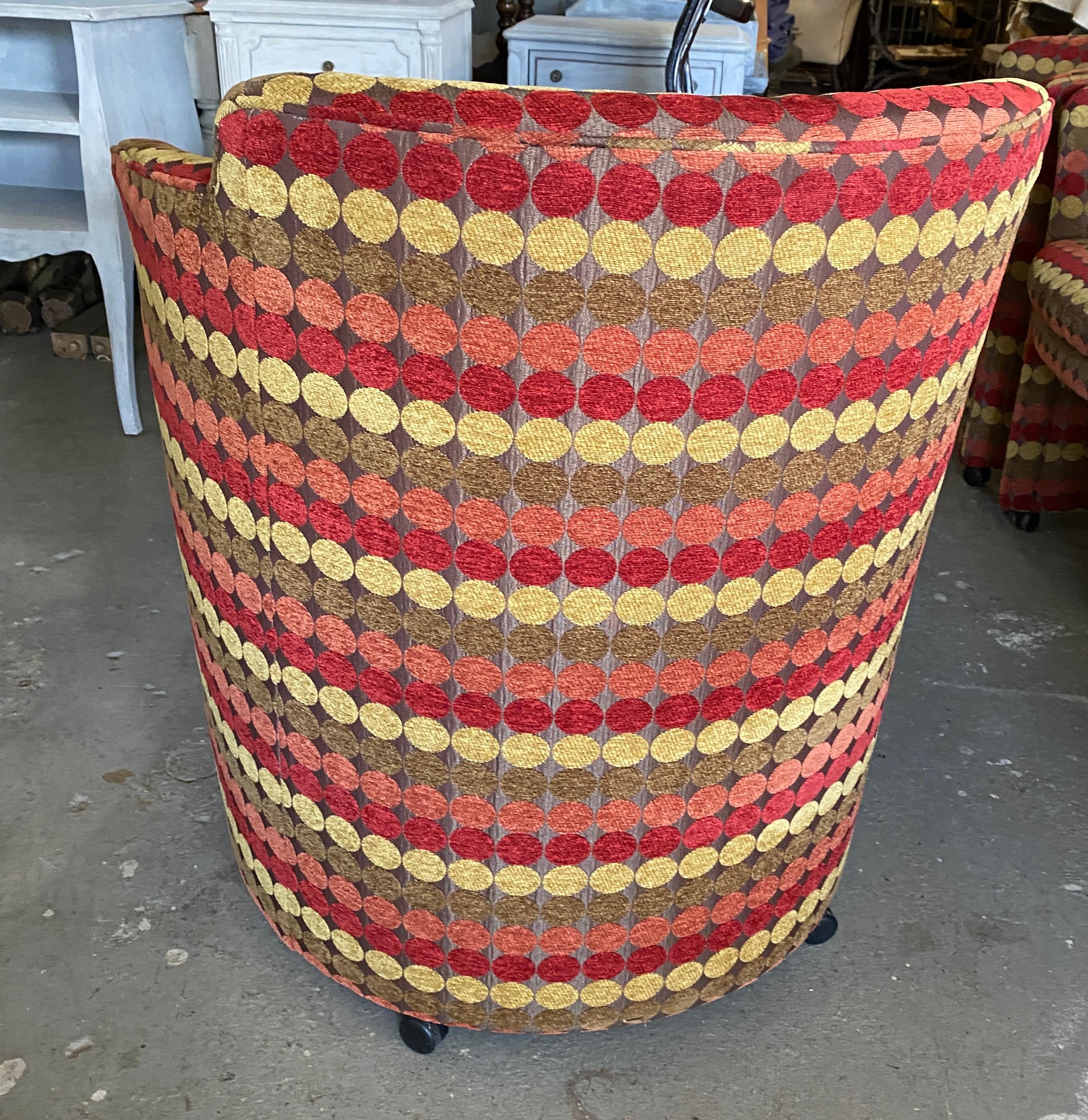 MCM Upholstered Barrel Armchair, 4 Available In Good Condition For Sale In Sheffield, MA