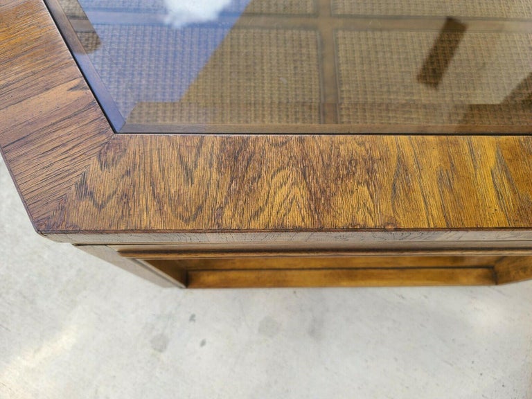 Vintage Accolade Hexagonal Glass Wicker Coffee Table by Drexel at 1stDibs