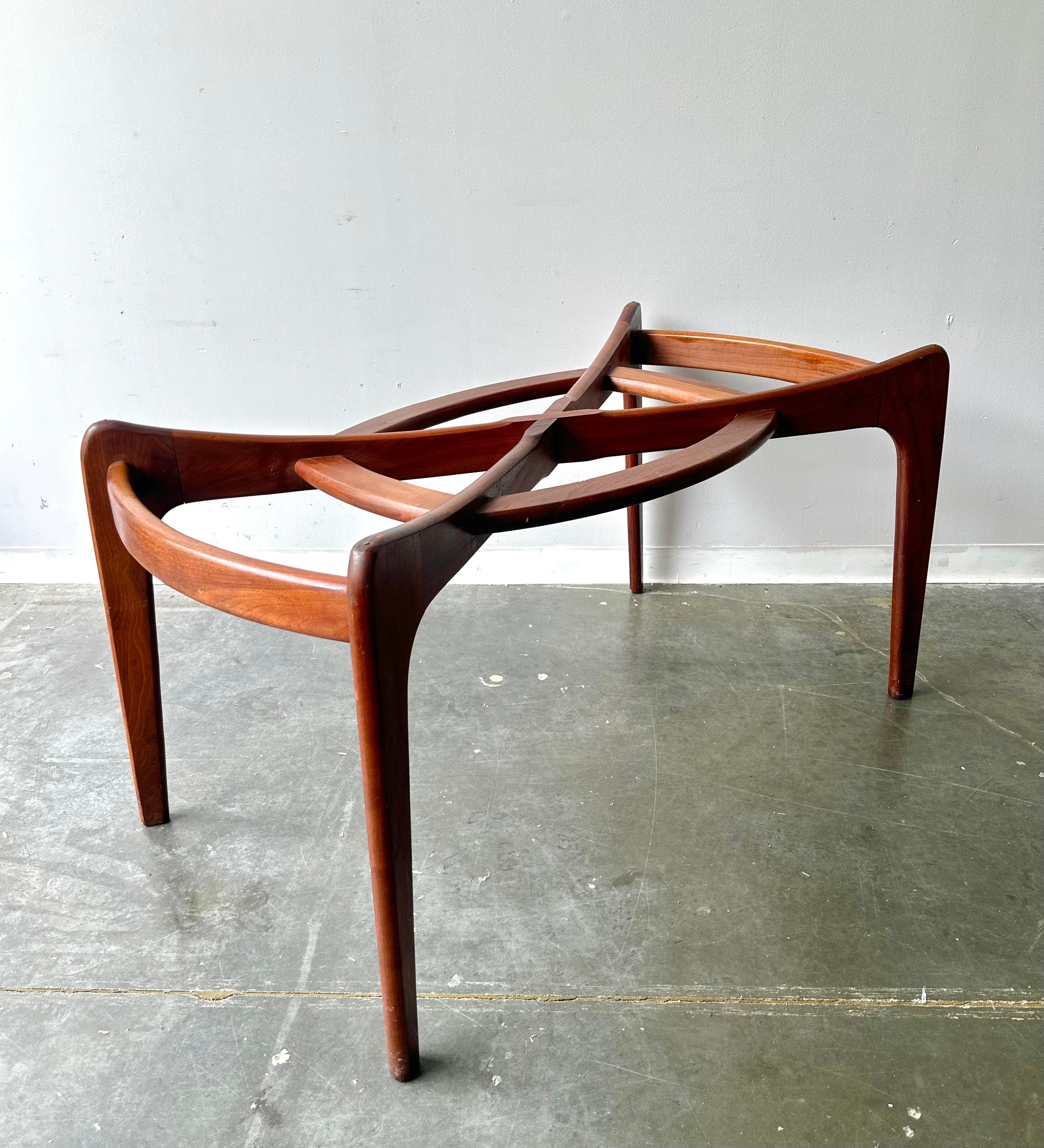 Mid-Century Modern MCM Vintage Adrian Pearsall Compass Walnut & Glass dining table For Sale