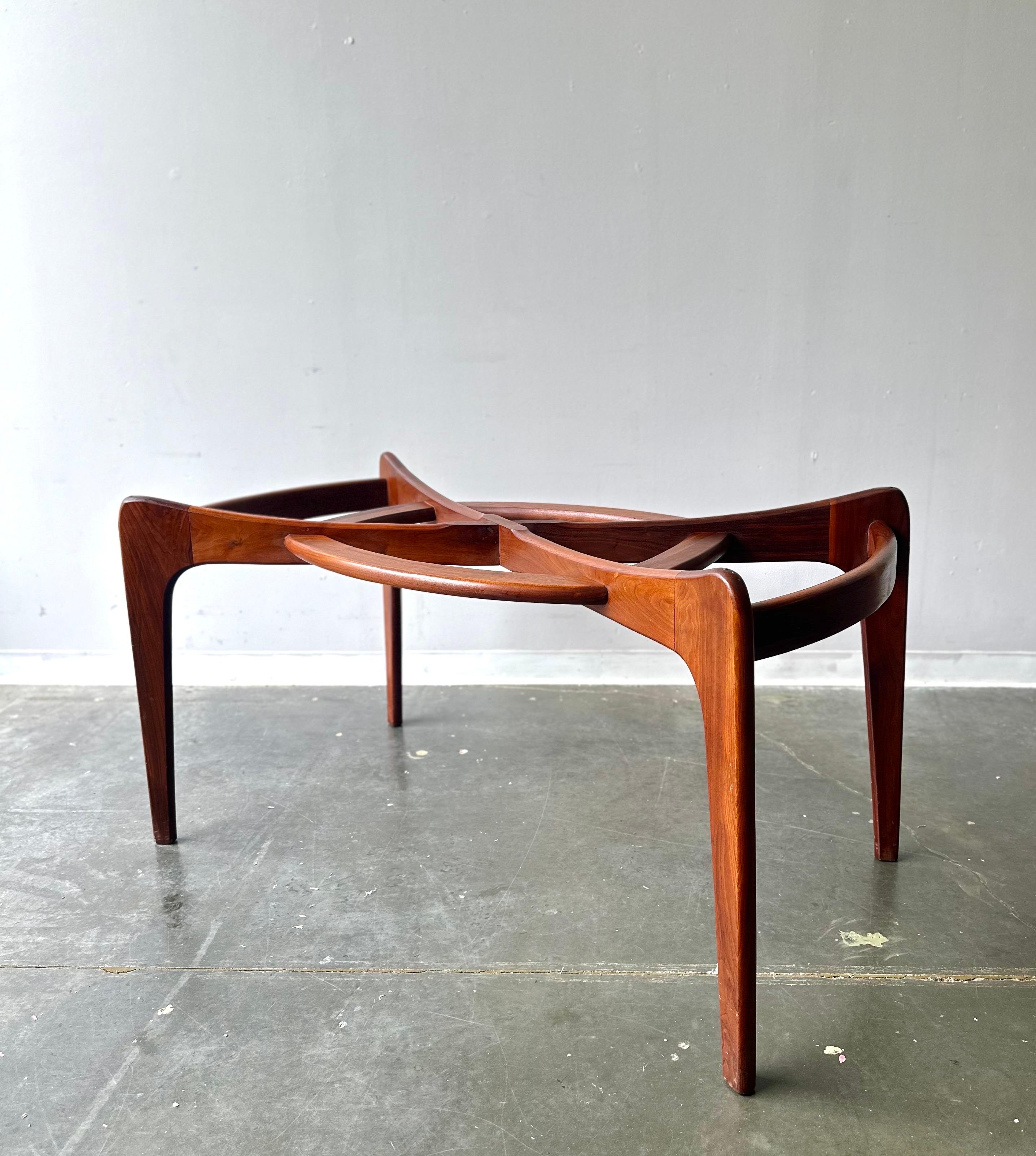 American MCM Vintage Adrian Pearsall Compass Walnut & Glass dining table For Sale