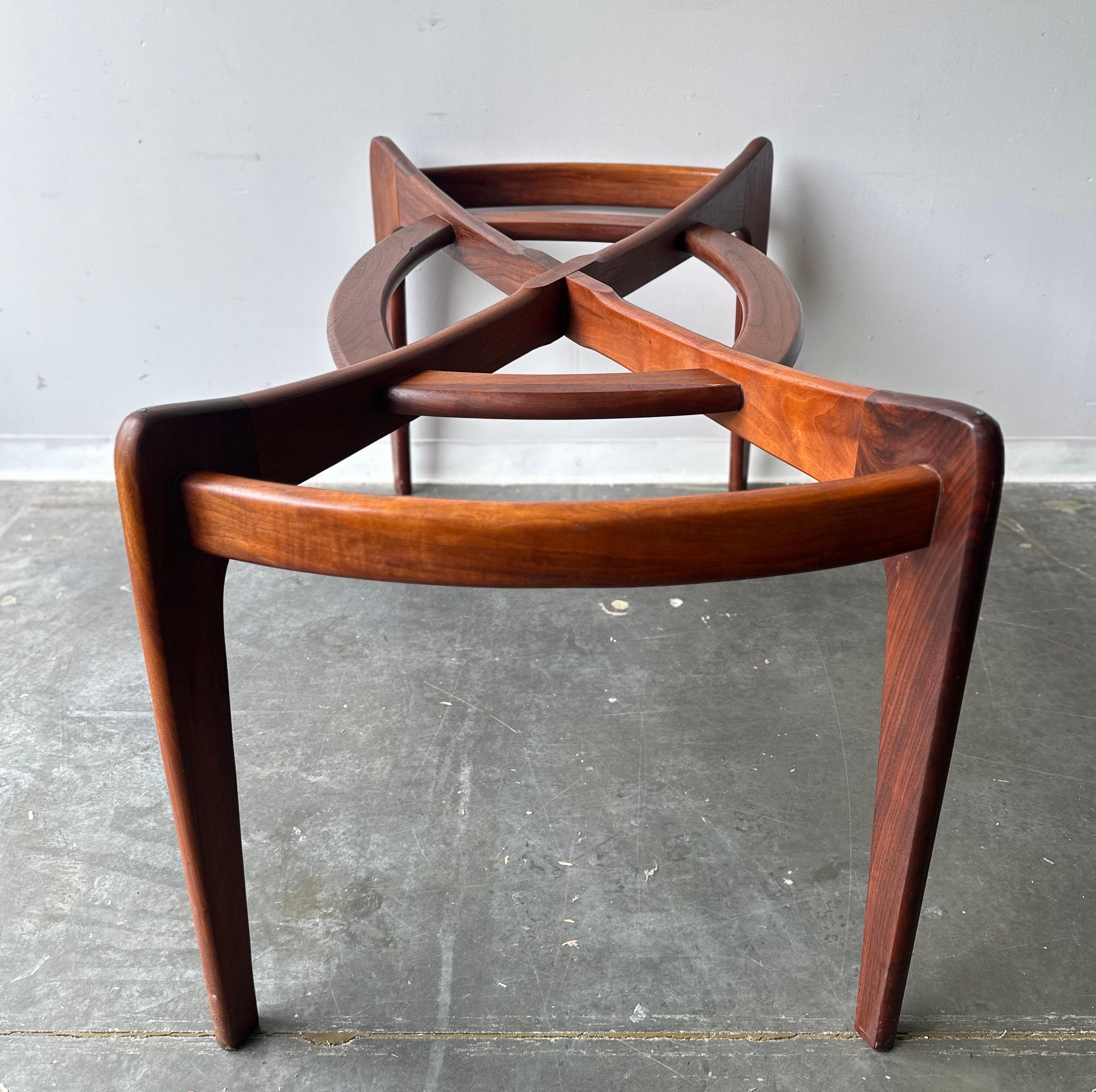 Woodwork MCM Vintage Adrian Pearsall Compass Walnut & Glass dining table For Sale