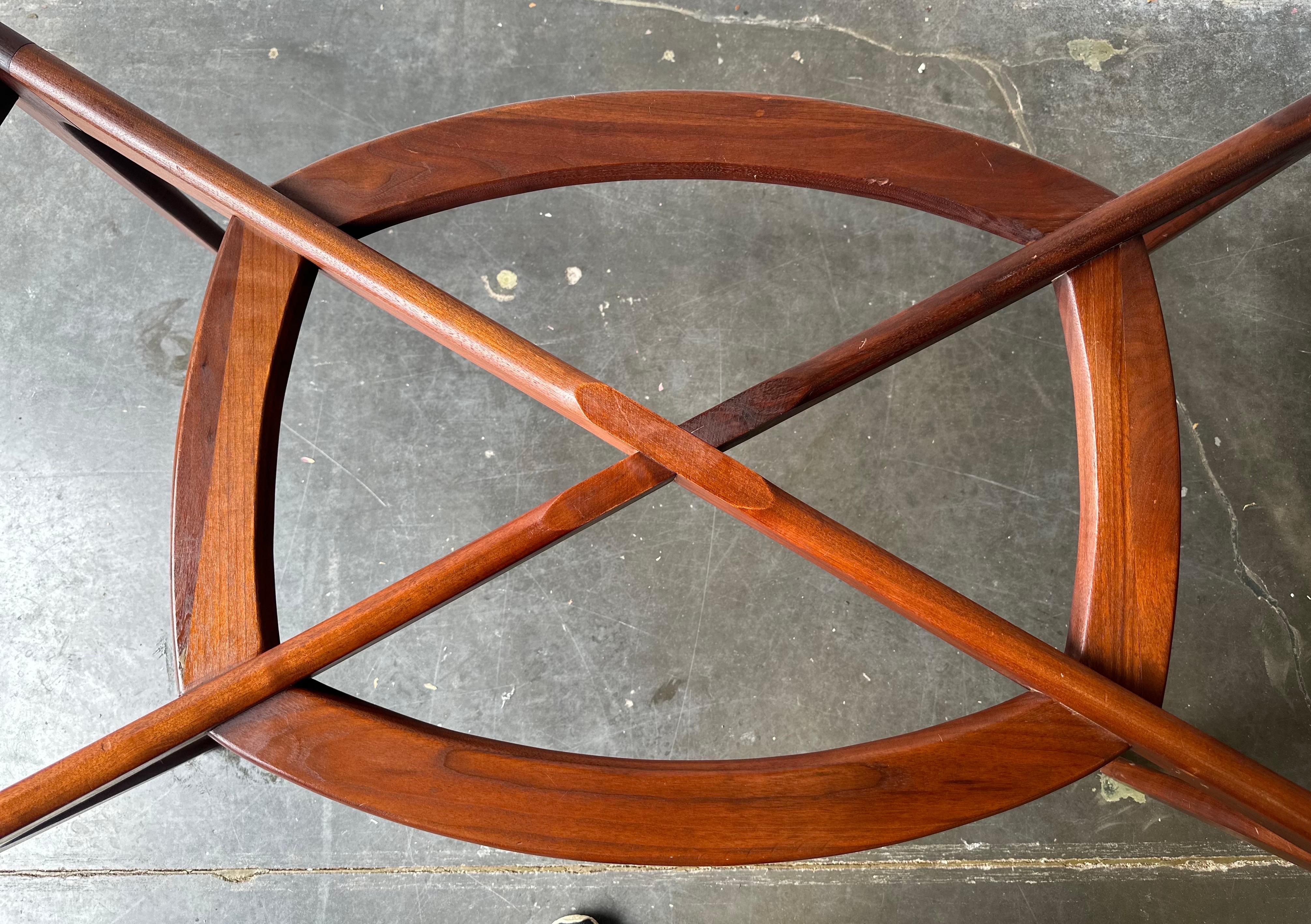 Mid-20th Century MCM Vintage Adrian Pearsall Compass Walnut & Glass dining table For Sale