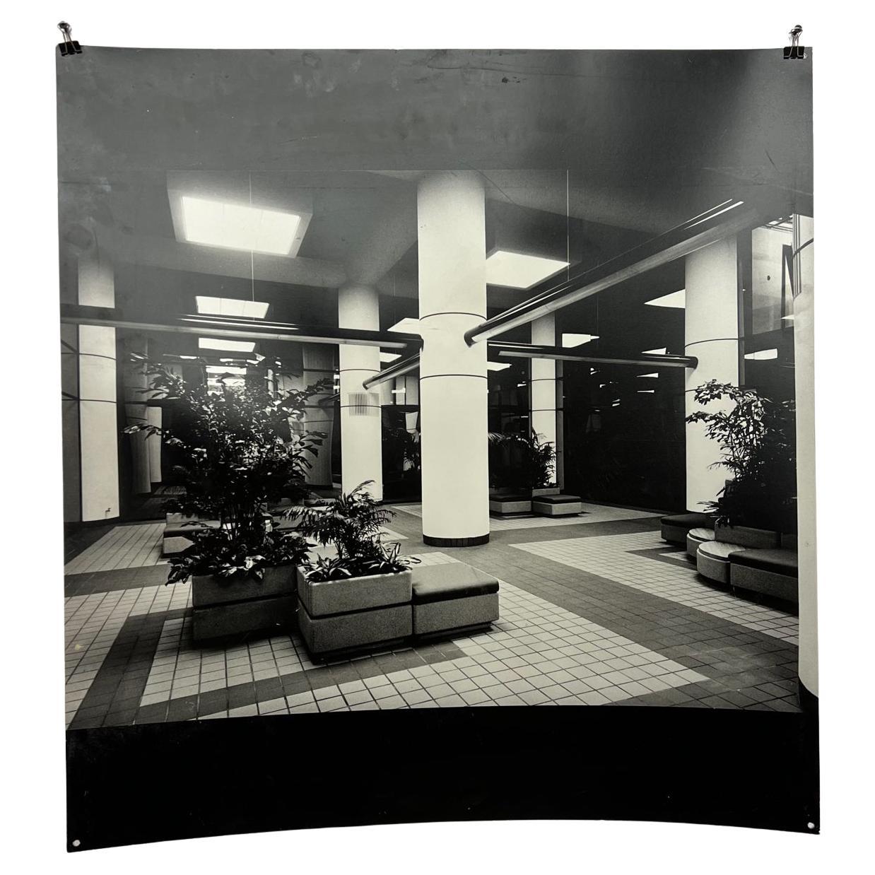 MCM Vintage Art Black and White Building Atrium Old Photograph #1