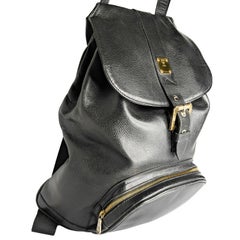 MCM Vintage Black Genuine Calfskin Leather Unisex Backpack