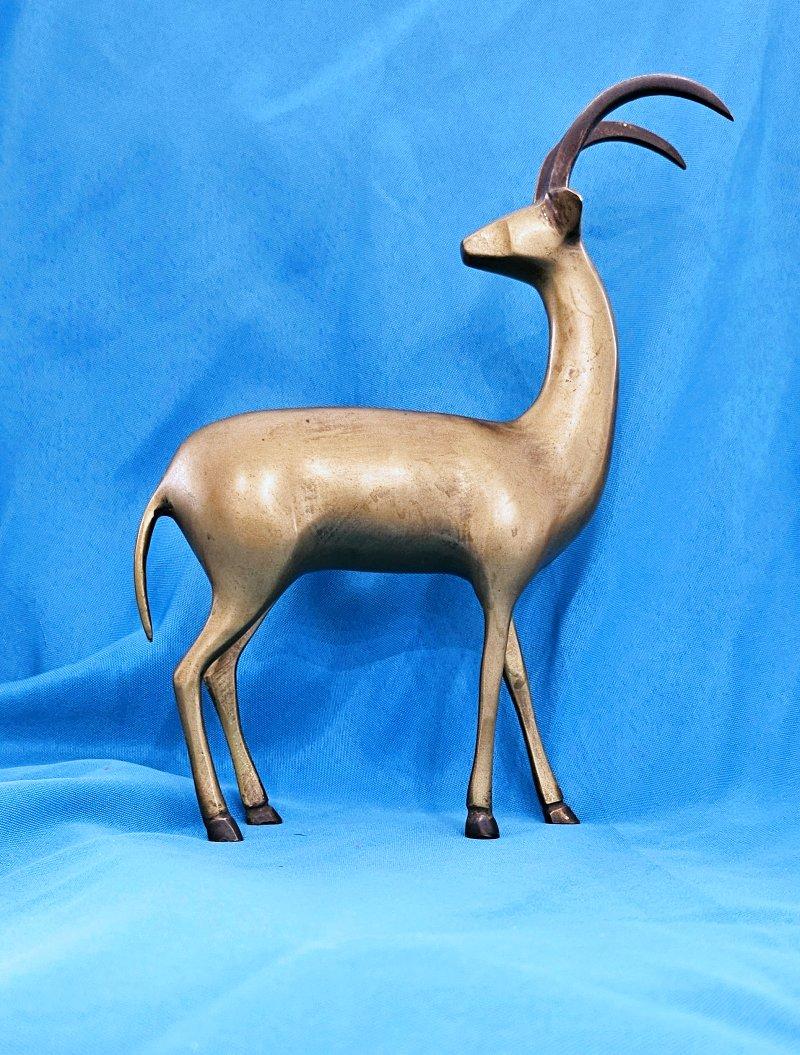 10.5 Inch MCM Brass Antelope Sculpture Loet Vanderveen Style - CLOSING SALE en vente 5