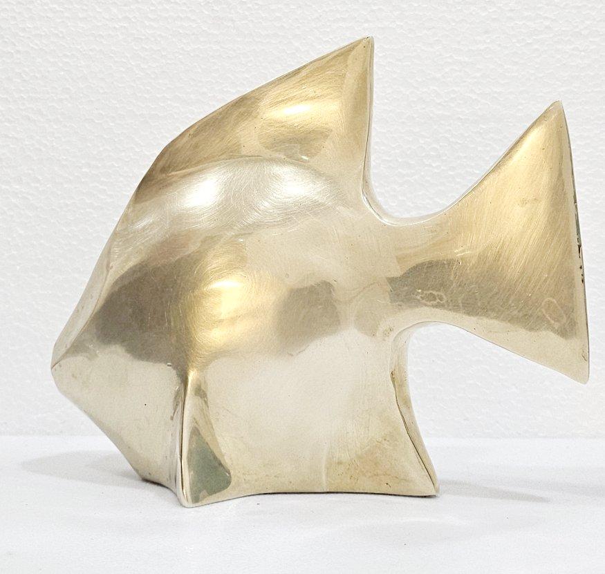 Mid-Century Modern Brass Fish Sculpture, Andre Bloc? For Sale 5