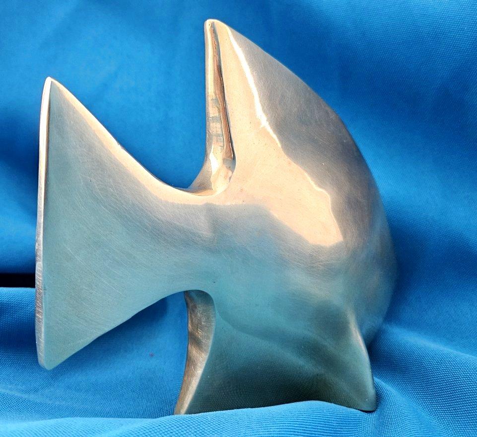 Mid-Century Modern Brass Fish Sculpture, Andre Bloc? For Sale 2