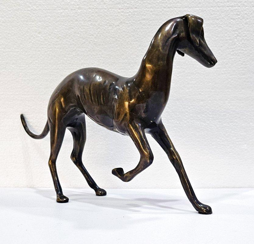 Eleven Inch Mid-Century Modernist Brass Galgo / Greyhound Dog Sculpture 5