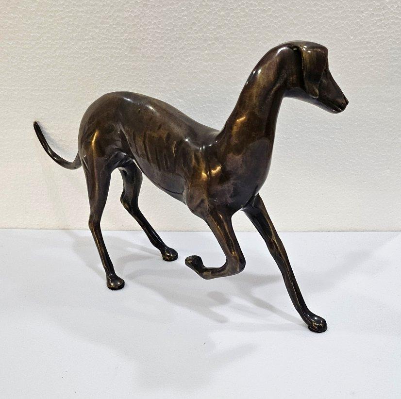 Eleven Inch Mid-Century Modernist Brass Galgo / Greyhound Dog Sculpture 6