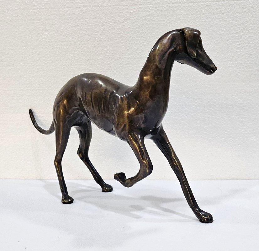 Eleven Inch Mid-Century Modernist Brass Galgo / Greyhound Dog Sculpture 7