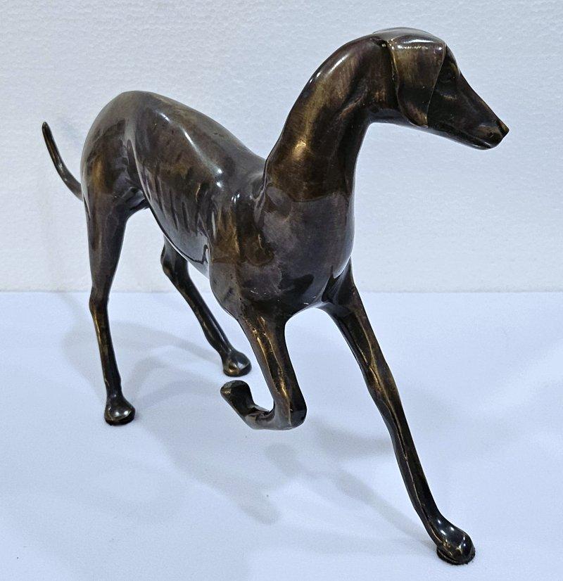Eleven Inch Mid-Century Modernist Brass Galgo / Greyhound Dog Sculpture 8