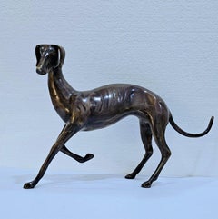 Eleven Inch Mid-Century Modernist Brass Galgo / Greyhound Dog Sculpture