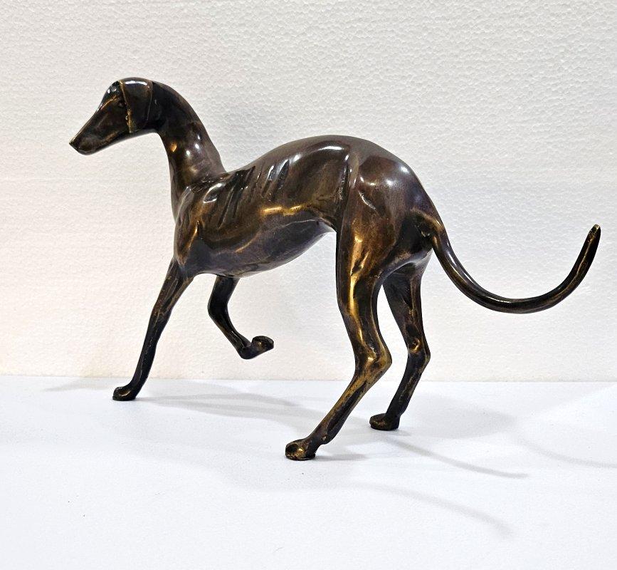 20th Century Eleven Inch Mid-Century Modernist Brass Galgo / Greyhound Dog Sculpture
