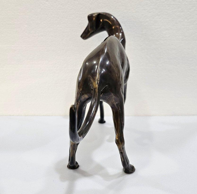 Eleven Inch Mid-Century Modernist Brass Galgo / Greyhound Dog Sculpture 1
