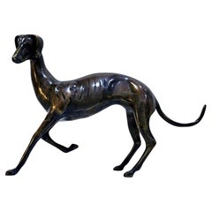 Eleven Inch Mid-Century Modernist Brass Galgo / Greyhound Dog Sculpture