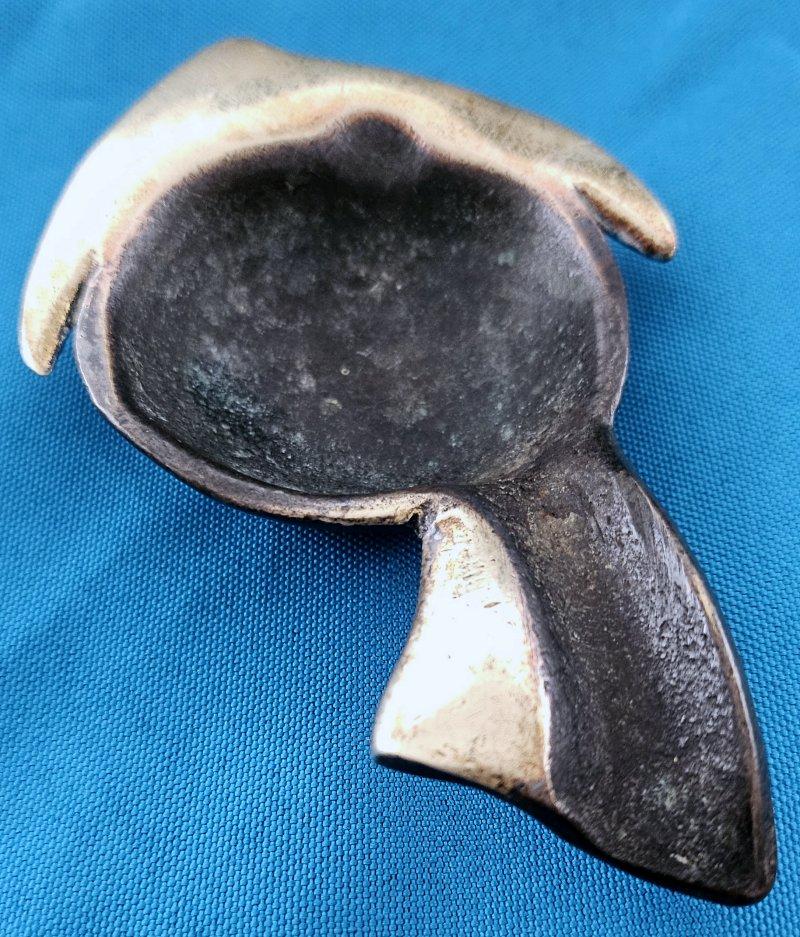 Patinated MCM / Vintage Brass (or Bronze?) Stylized Fish Shaped Ashtray For Sale
