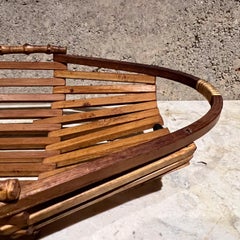 MCM Vintage Japanese Bamboo Open Basket Tray Catch All