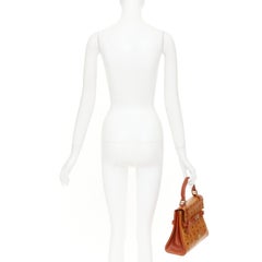 MCM Vintage Kelly, cognacfarben, Visetos-Monogramm, GHW-Drehverschluss, Handtasche mit Tragegriff