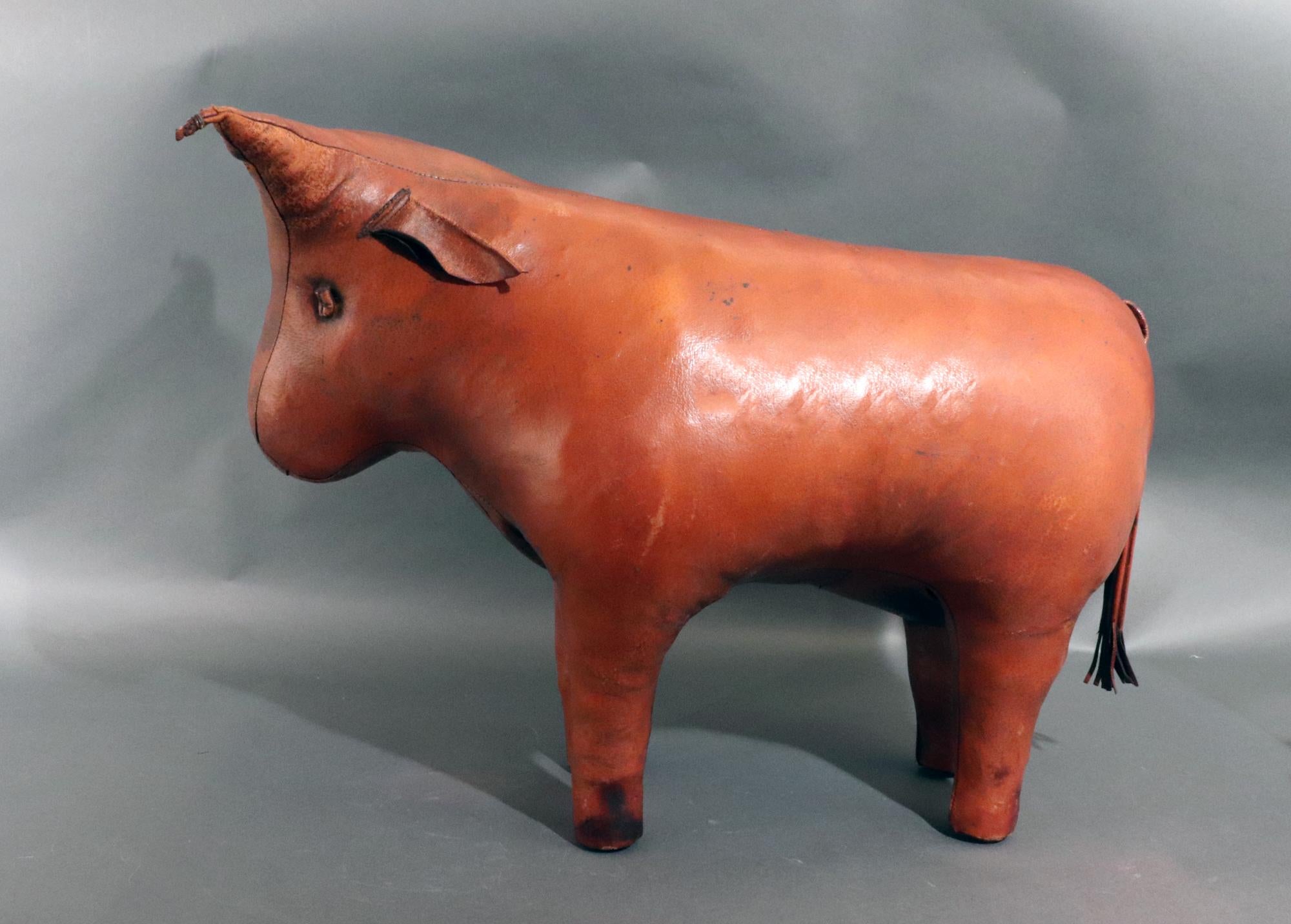 Mid-Century Modern MCM Vintage Leather Bull, Dimitri Omersa for Liberty of London