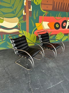 MCM Vintage Pair of Mies Van Der Rohe MR Leather Lounge Chairs
