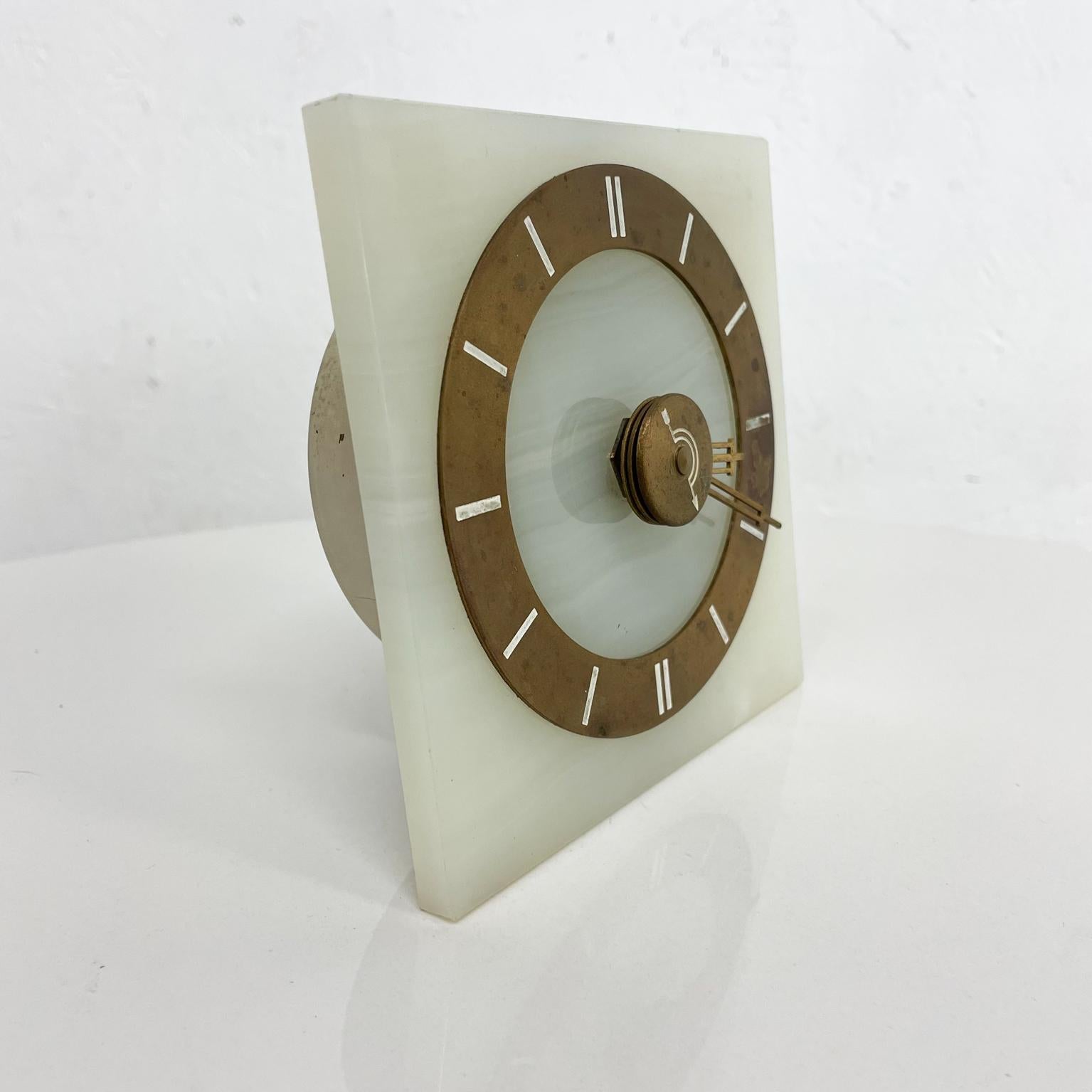 1930s Art Deco Table Clock Marble Stone Brass by Hammond CO Chicago IL 7