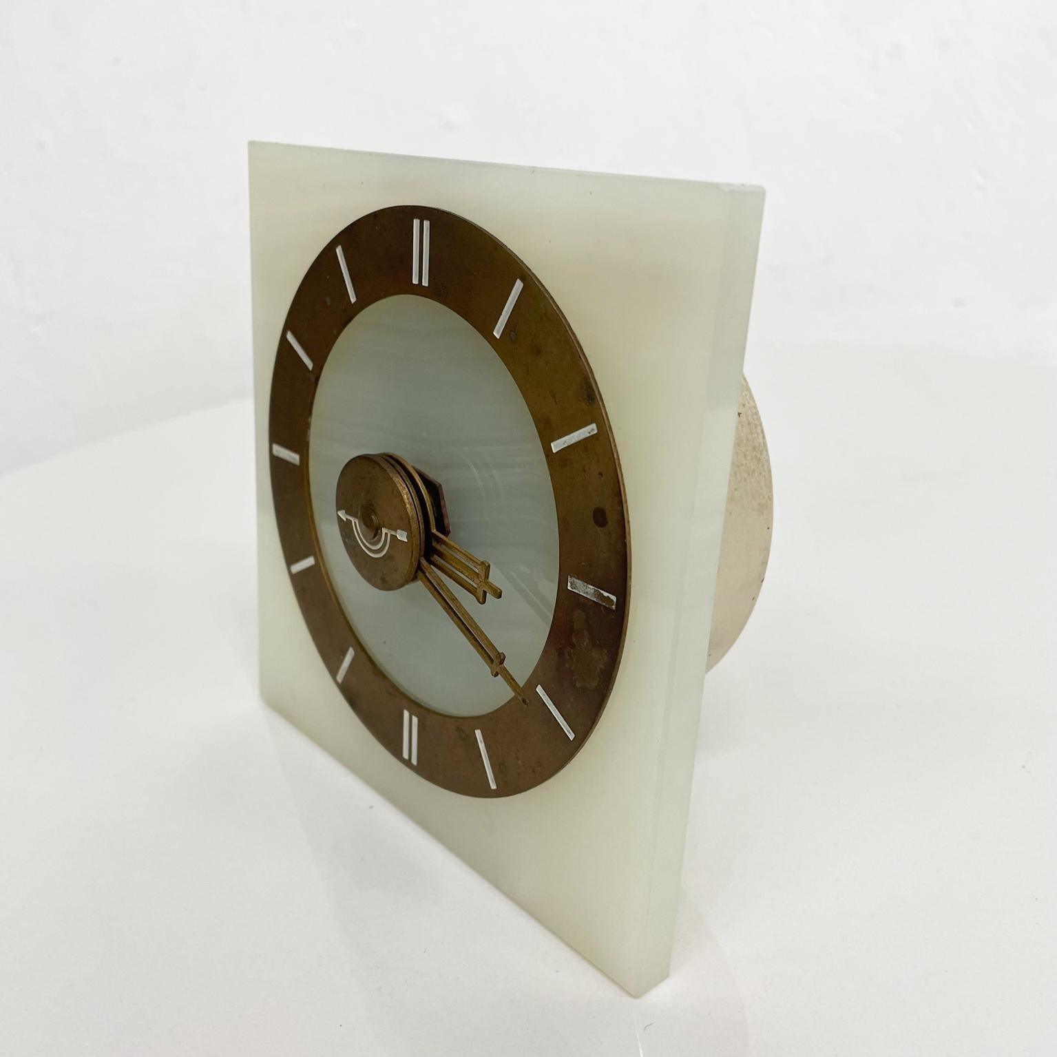 Mid-20th Century 1930s Art Deco Table Clock Marble Stone Brass by Hammond CO Chicago IL