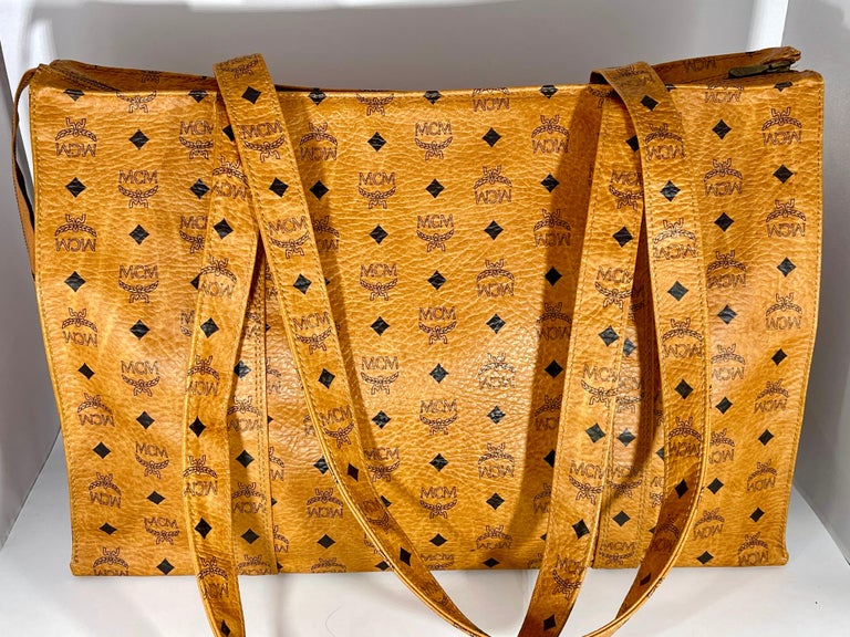 Mcm Brown, Pattern Print Vintage Visetos Handle Bag