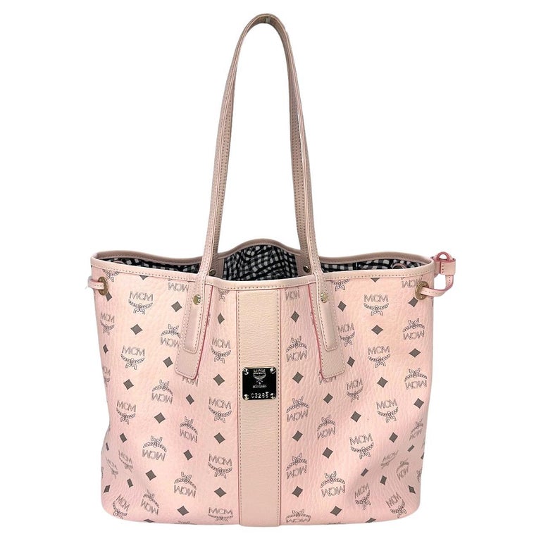MCM Pink Visetos Coated Canvas and Leather Reversible Shopper Tote MCM
