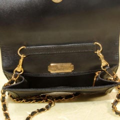 MCM Visetos Mini-Klappenkette 869071 Schwarz beschichtetes Segeltuch + Rindsleder Cross Body Bag