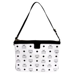 MCM Visetos Print White Leather Crossbody Bag