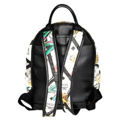 MCM Visetos Stark Motif Rombi Lion Backpack White