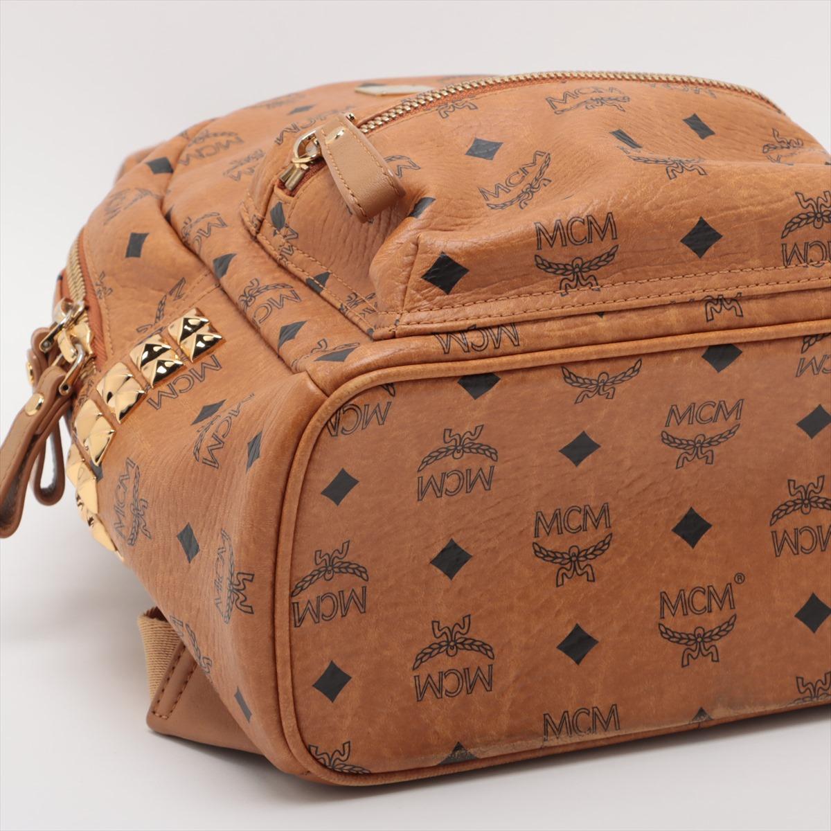 Donna Zaino MCM Visetos Stark con borchie laterali Cognac in vendita