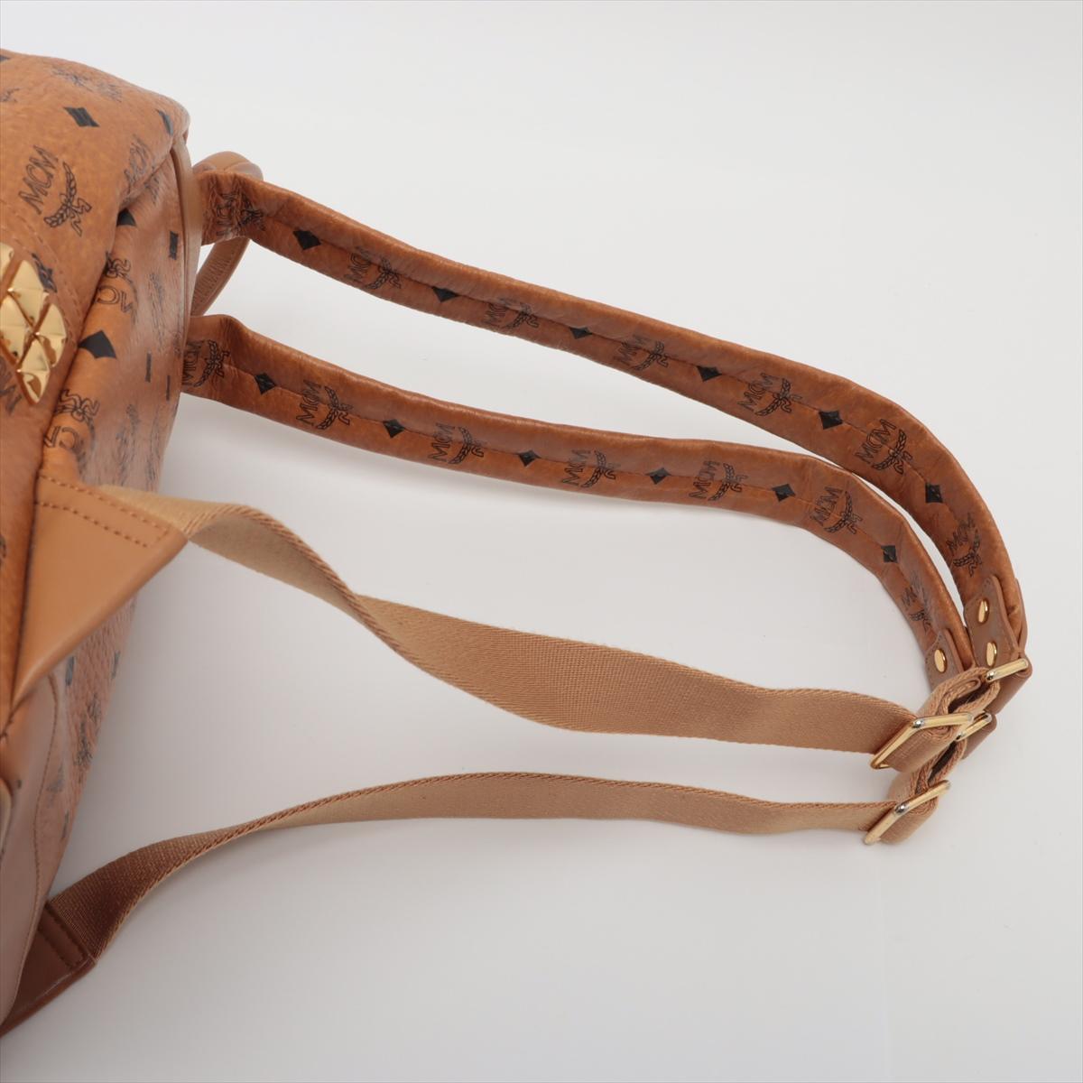 Zaino MCM Visetos Stark con borchie laterali Cognac in vendita 2
