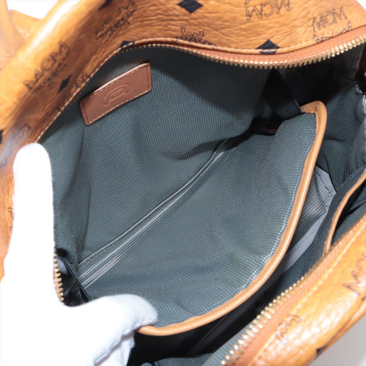 Zaino MCM Visetos Stark con borchie laterali Cognac in vendita 4