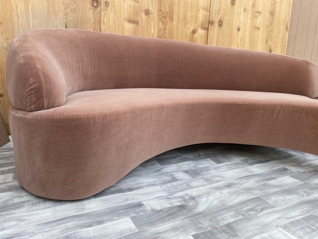 MCM Vladimir Kagan “Comete” Sofa for Roche Bobois Newly Upholstered Blush Mohair 3