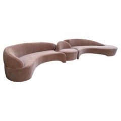 MCM Vladimir Kagan “Comete” Sofa for Roche Bobois Newly Upholstered Blush Mohair