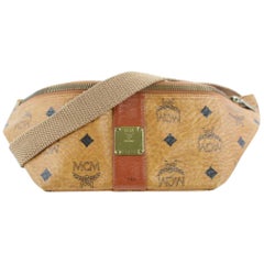 Vintage MCM Waist Visetos Cognac Fanny Pack 228659 Brown Coated Canvas Cross Body Bag