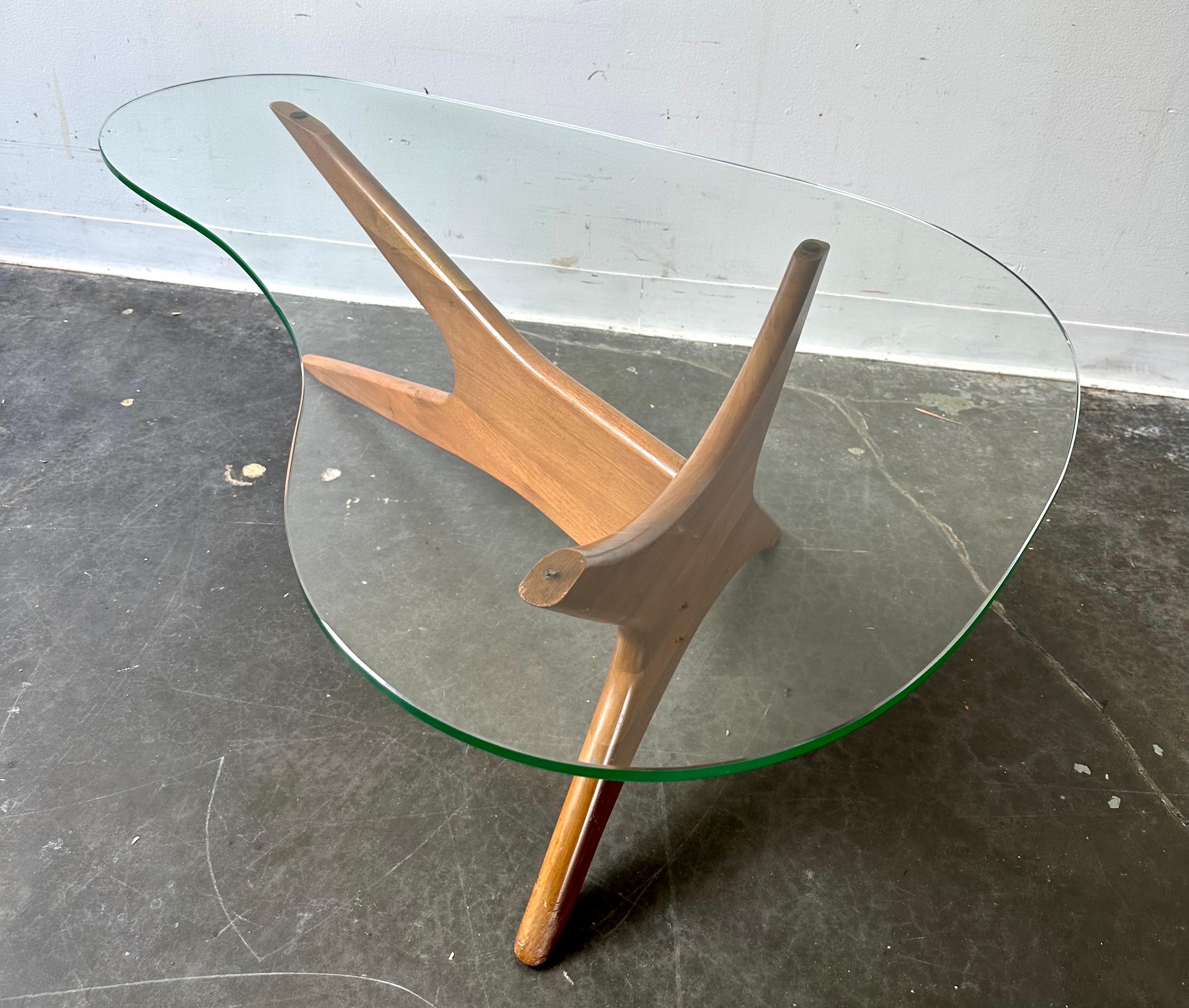 Adrian Pearsall Coffee Table with glass top

Fantastic piece from the jacks series.
Excellent condition, solid walnut with oblong shaped glass top.