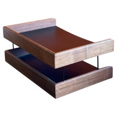 Porte-lettres double en noyer et Naugahyde MCM par John Mel