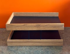 MCM Walnut and Naugahyde Double Letter Tray by OPCO