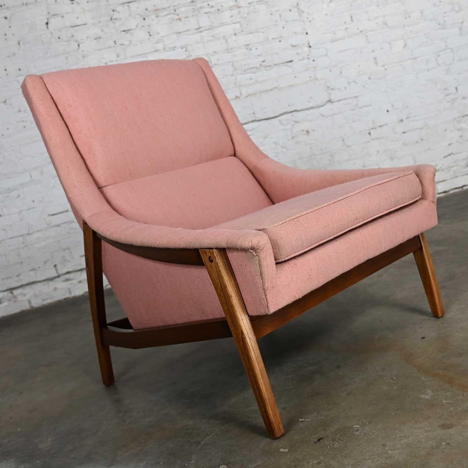 article fabric lounge chair walnut frame