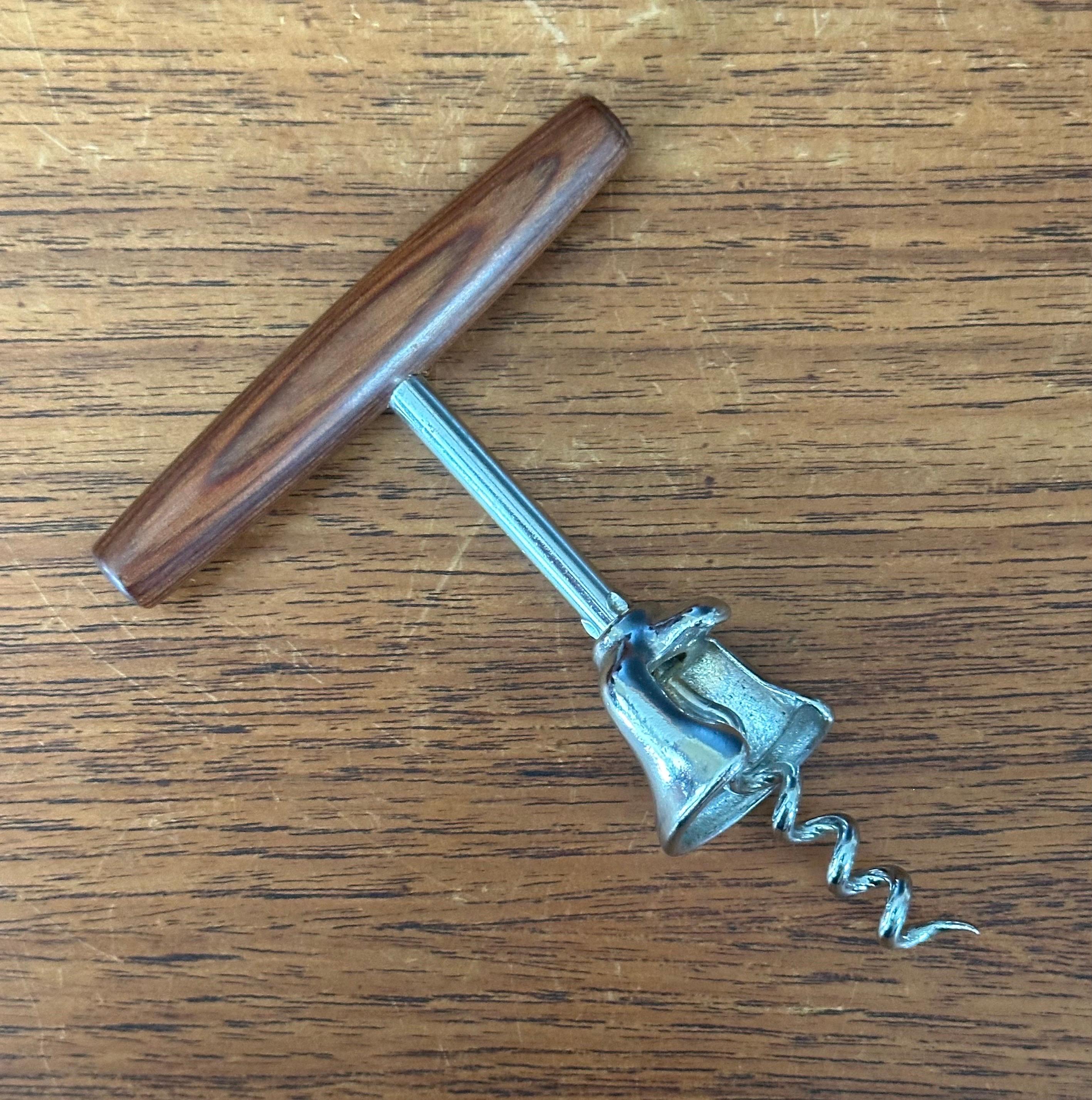 MCM Walnut Handled Wine Opener / Corkscrew In Good Condition For Sale In San Diego, CA