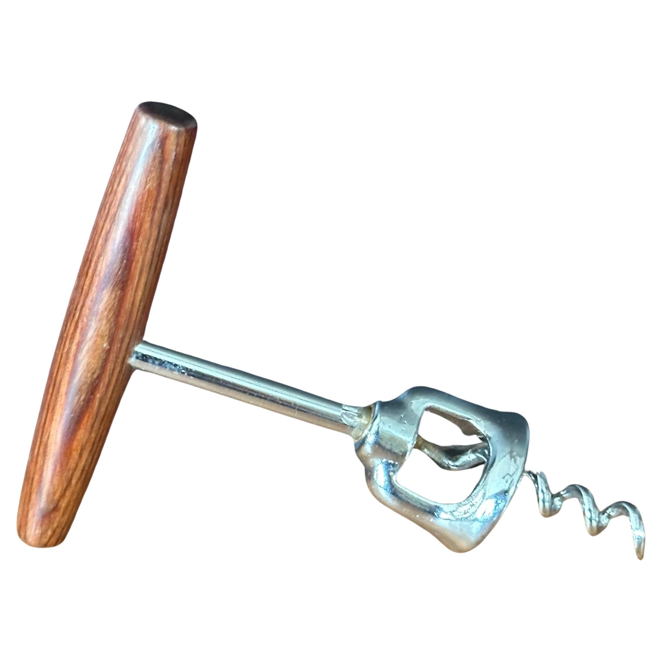 MCM Walnut Handled Wine Opener / Corkscrew For Sale